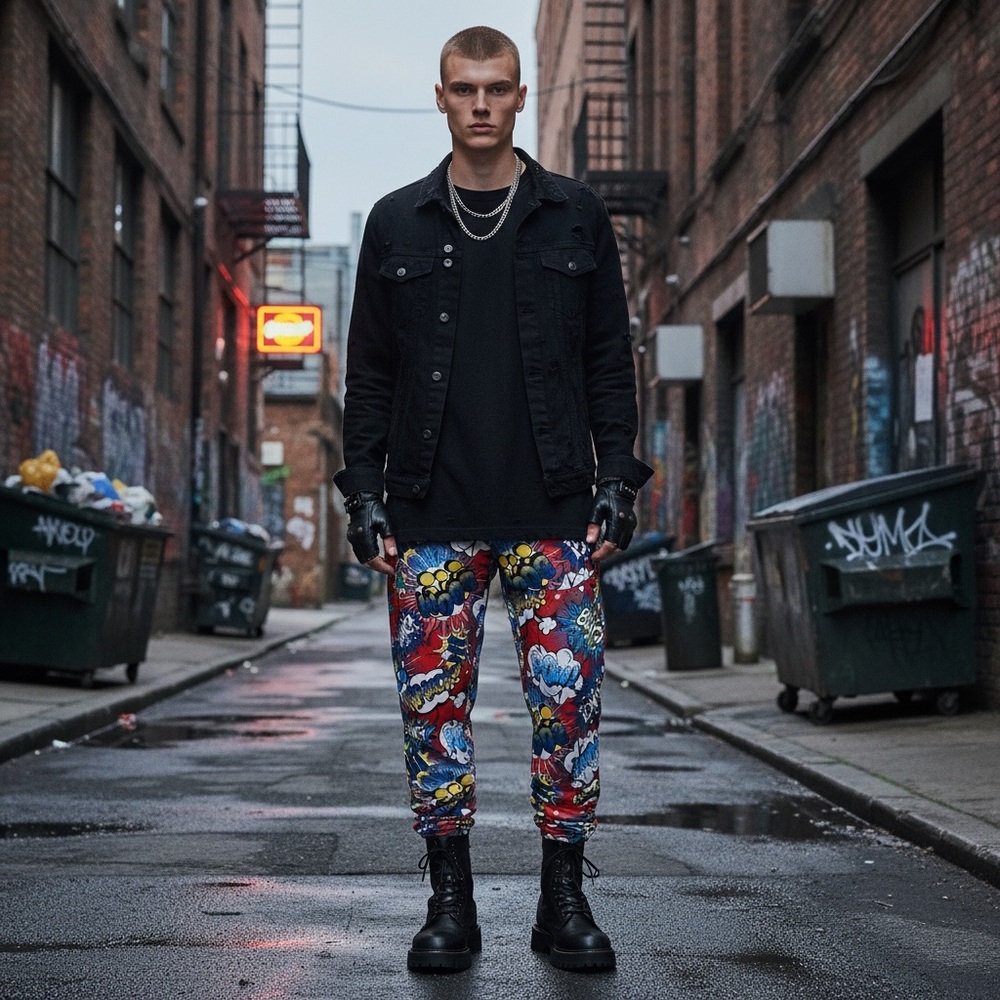 men’s XL joggers Comic Print fresh prints of bel-air Streetwear Comfy Skater